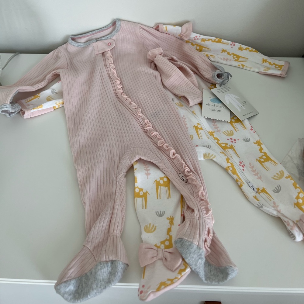 Baby Girls' 2pk Sleep N' Play with Headwrap